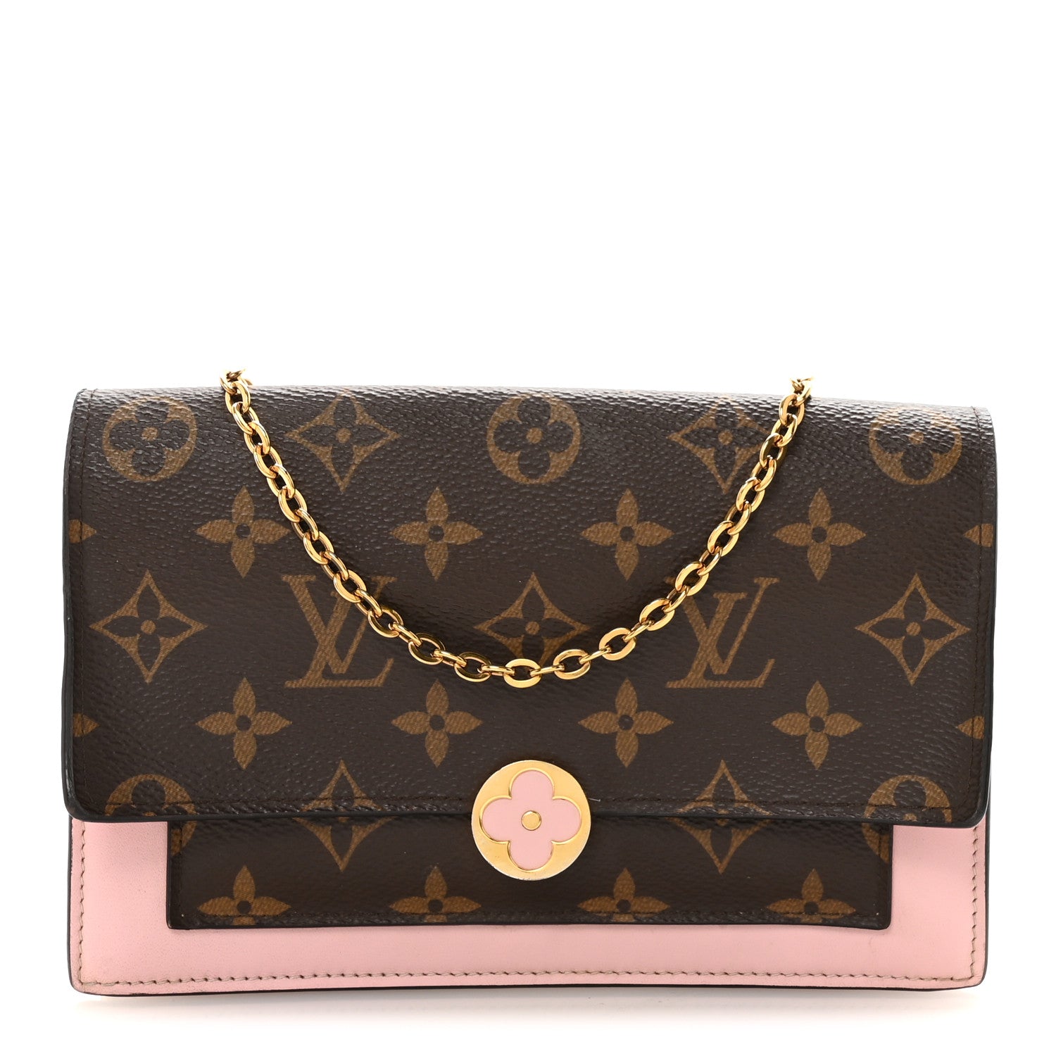Louis Vuitton Monogram Flore Chain Wallet Rose Ballerine 1 of 9