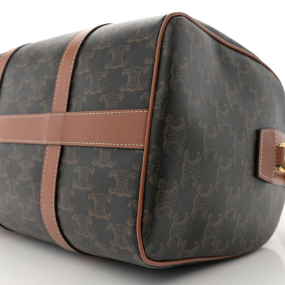 Celine Triomphe Canvas Calfskin Large Boston Bag Tan 10 of 10