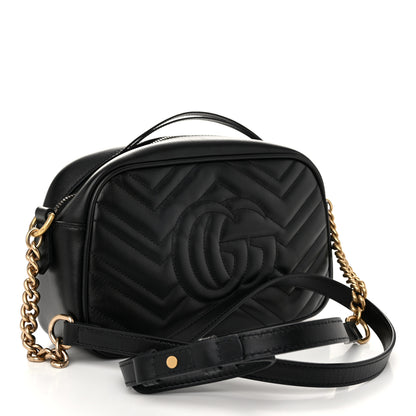 Gucci Calfskin Matelasse Small GG Marmont Chain Shoulder Bag Black 3 of 10