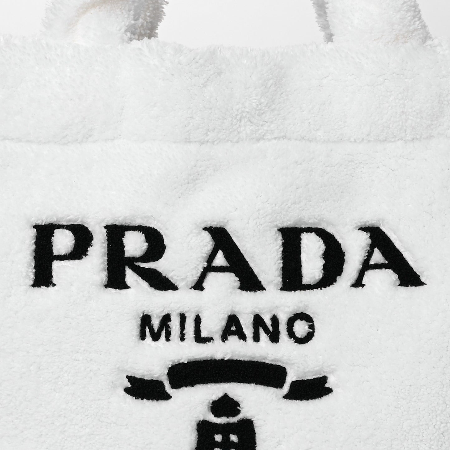 Terry Cloth Tote Bag White Black