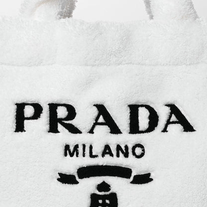 Prada Terry Cloth Tote Bag White Black 8 of 12