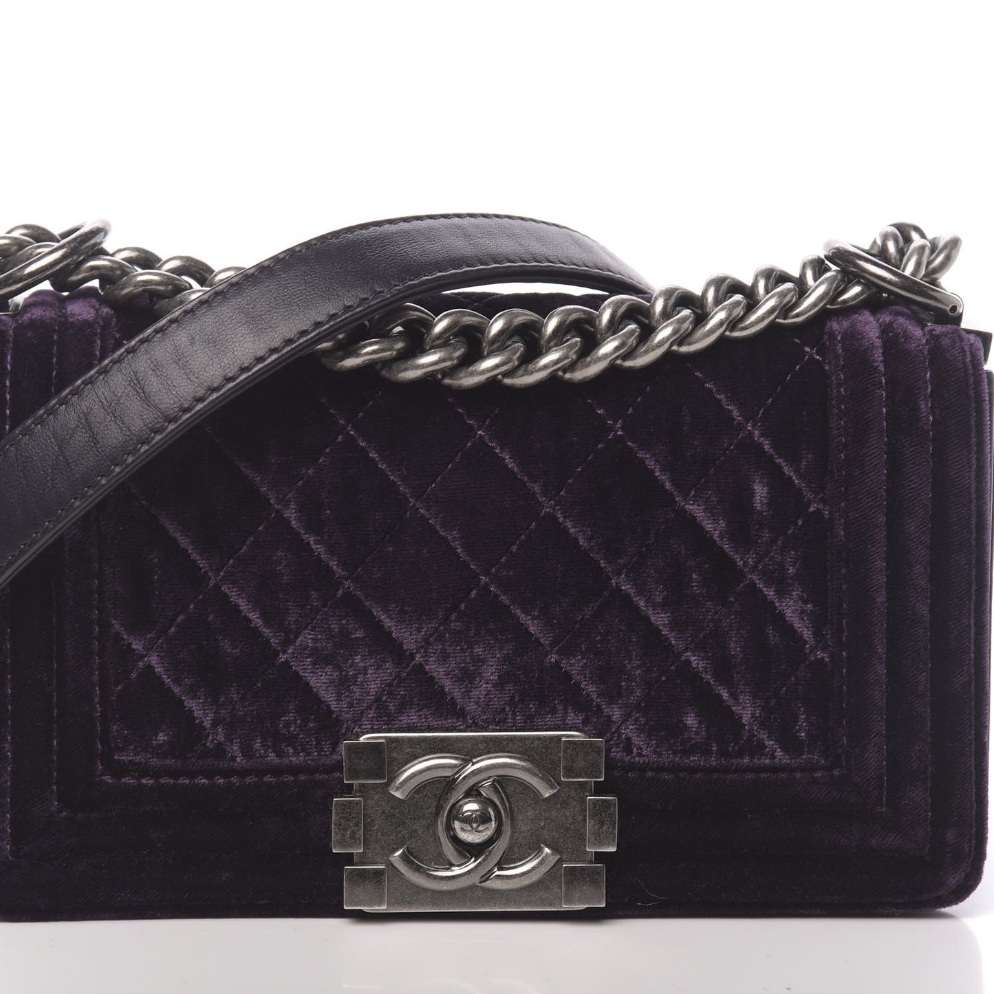Velvet Quilted Small Boy Flap Purple