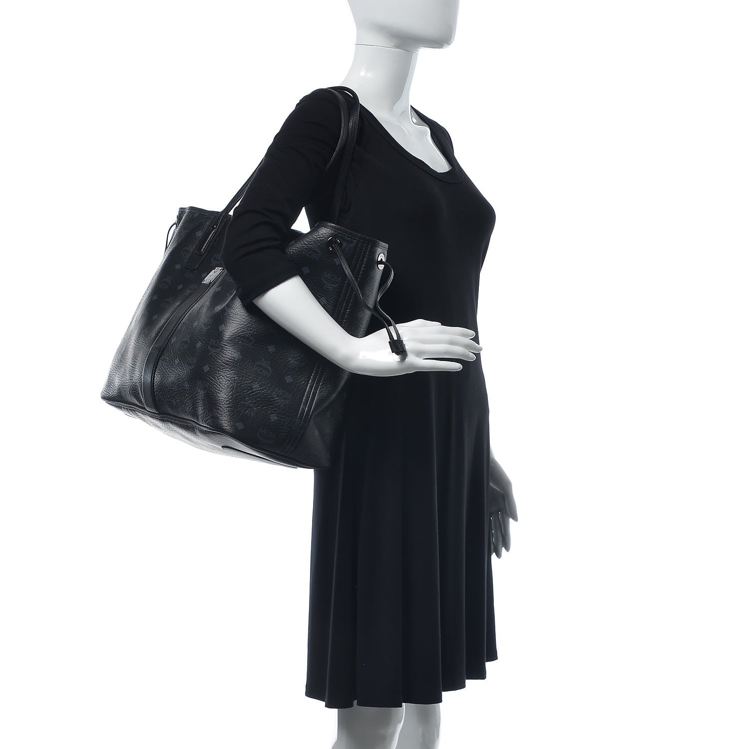 MCM Visetos Large Liz Reversible Shopper Tote Black 2 of 11