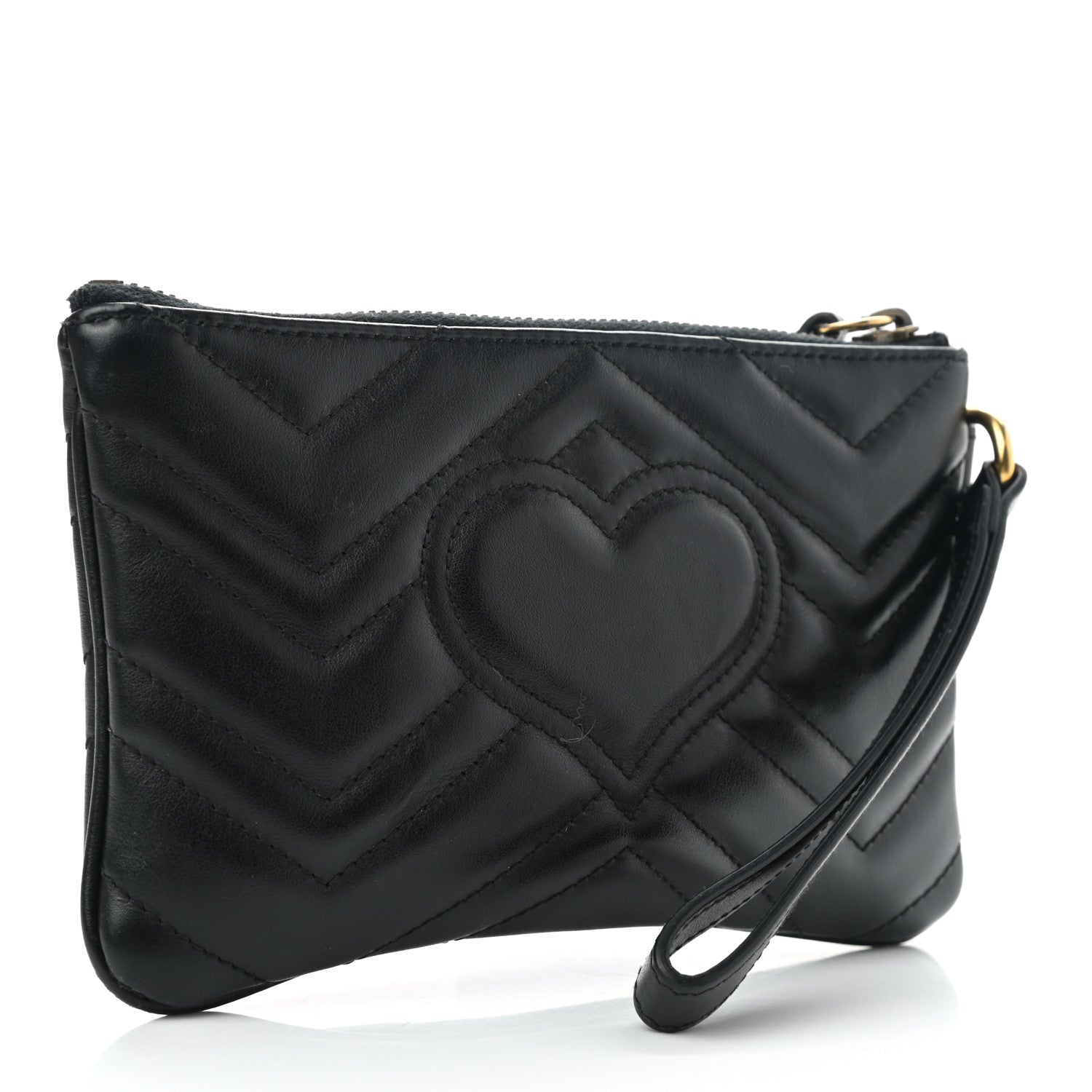 Gucci Calfskin Matelasse GG Marmont Wrist Wallet Black 3 of 9
