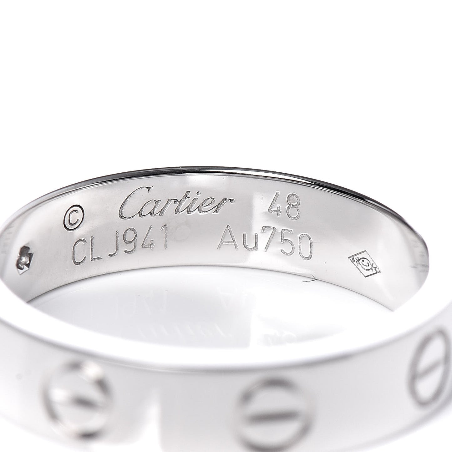 18K White Gold Diamond 3.5mm LOVE Wedding Band Ring 48 4.5