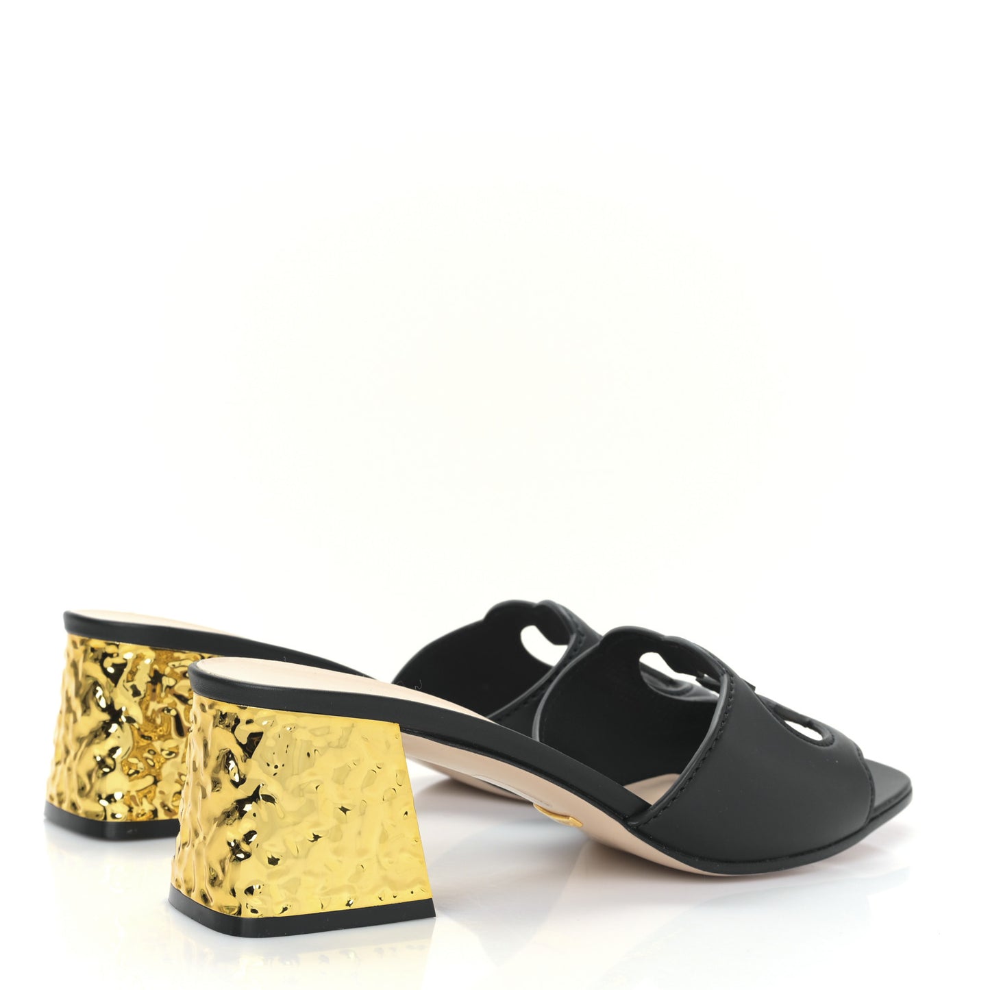 Cosmos Softy Calfskin Interlocking G Cut Out 55mm Slide Sandals 41 Black