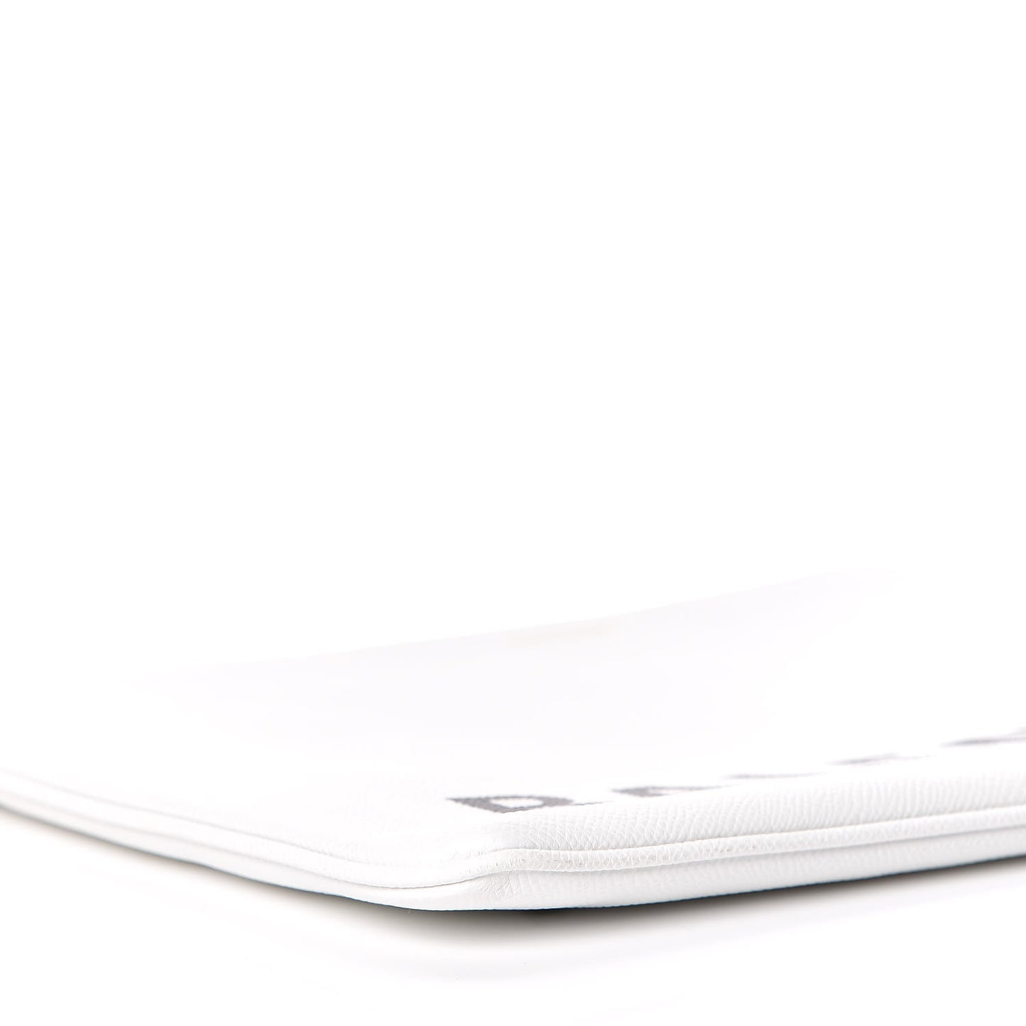 Signature Grained Calfskin Large Ville Zip Pouch White