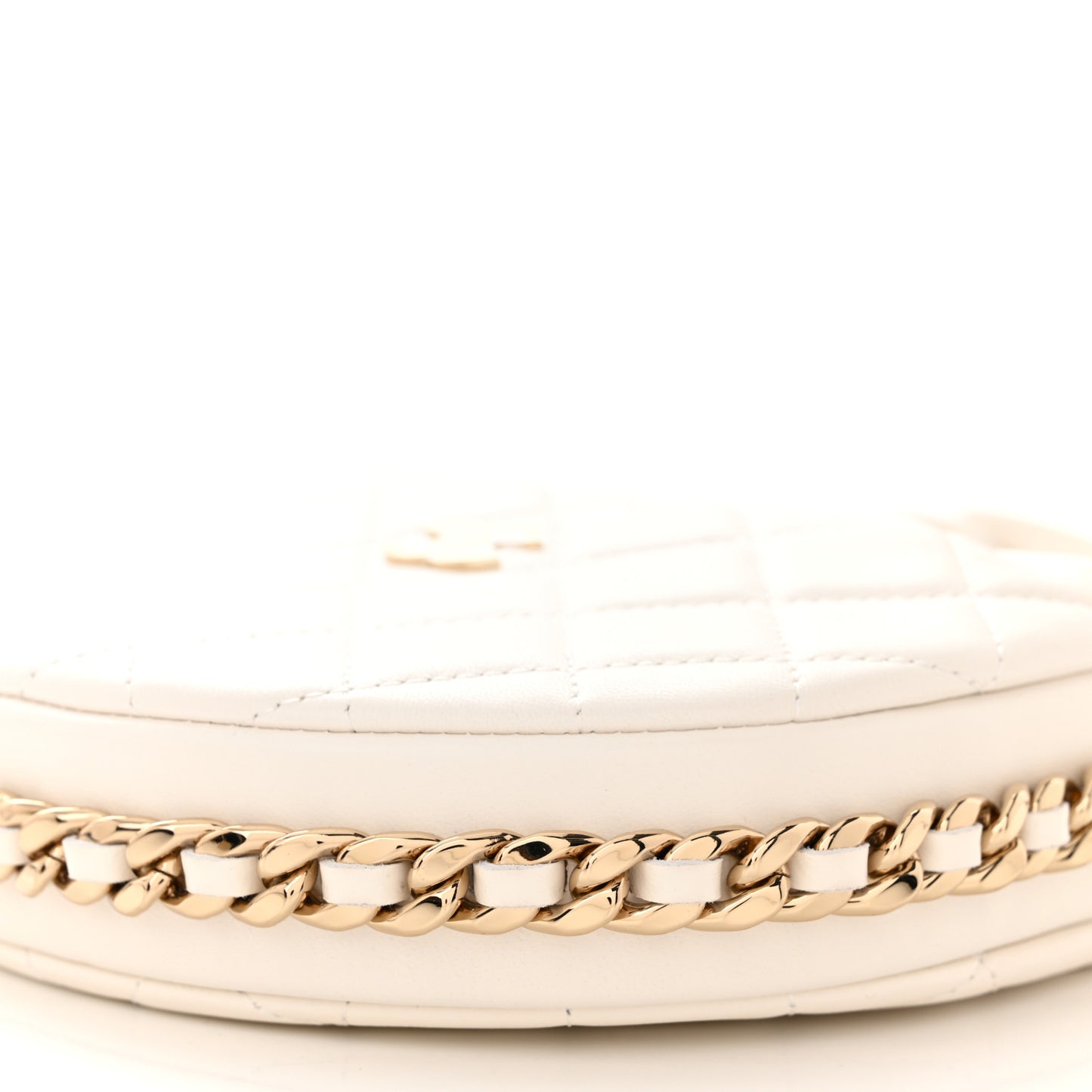 Lambskin Quilted Chain Around Pouch Hobo White