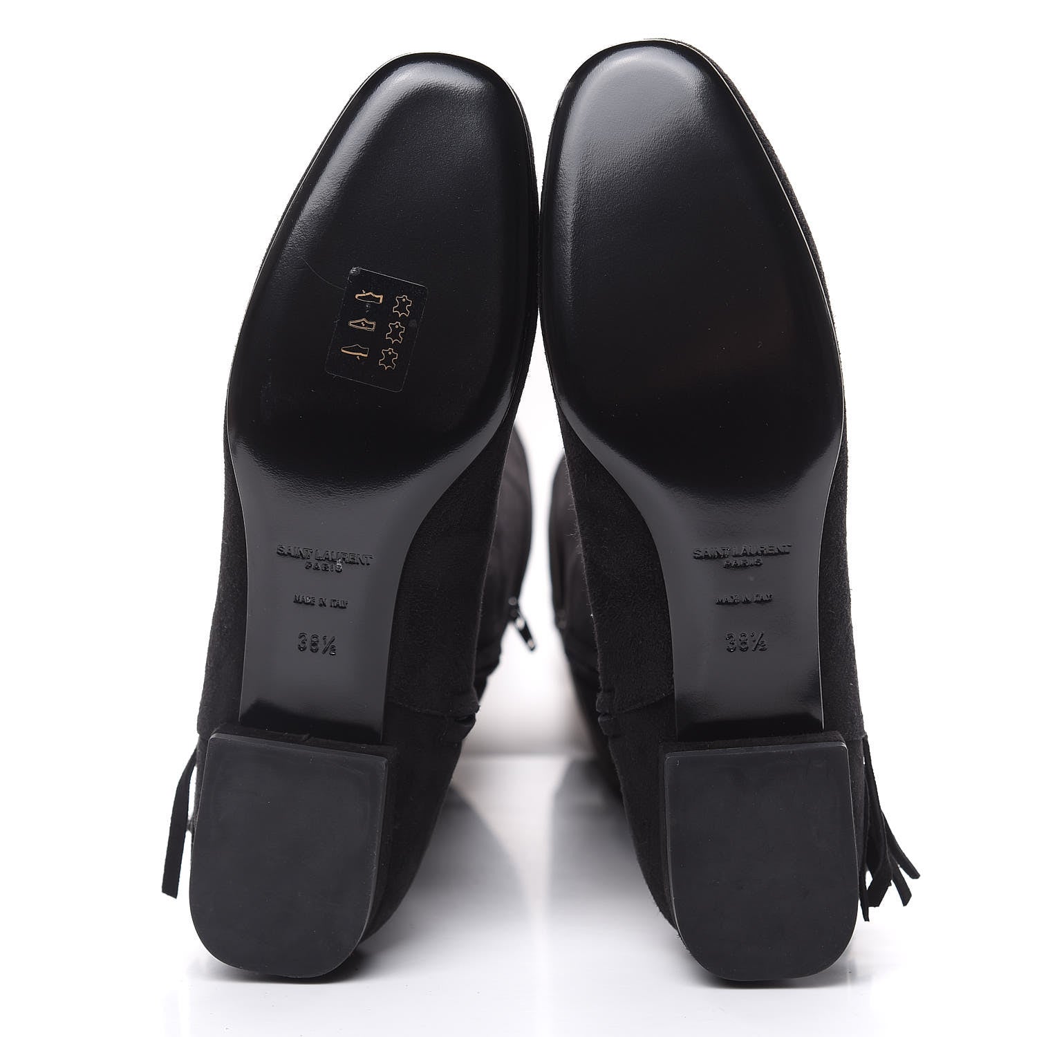 Saint Laurent Suede Goatskin BB 20 Over The Knee Fringed Boots 38.5 Black 5 of 7