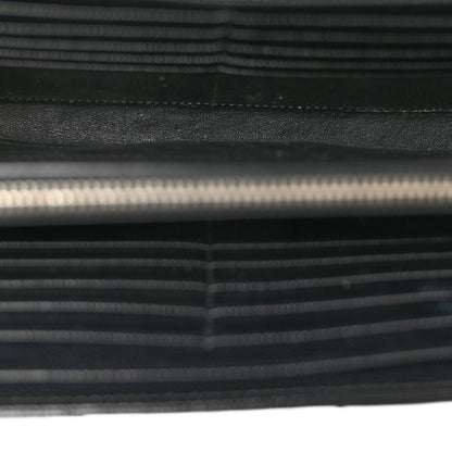 Saint Laurent Grain De Poudre Matelasse Chevron Monogram Chain Wallet Black 5 of 14