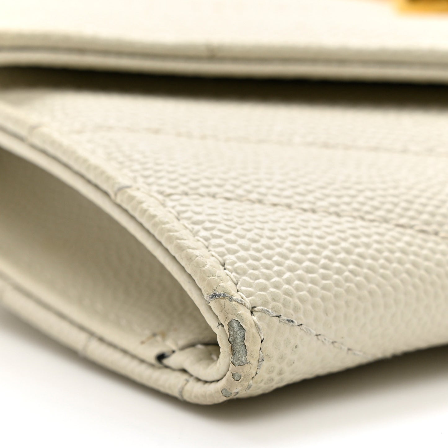 Grain De Poudre Matelasse Chevron Small Monogram Envelope Wallet Crema Soft