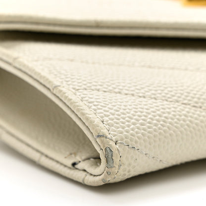 Saint Laurent Grain De Poudre Matelasse Chevron Small Monogram Envelope Wallet Crema Soft 8 of 10