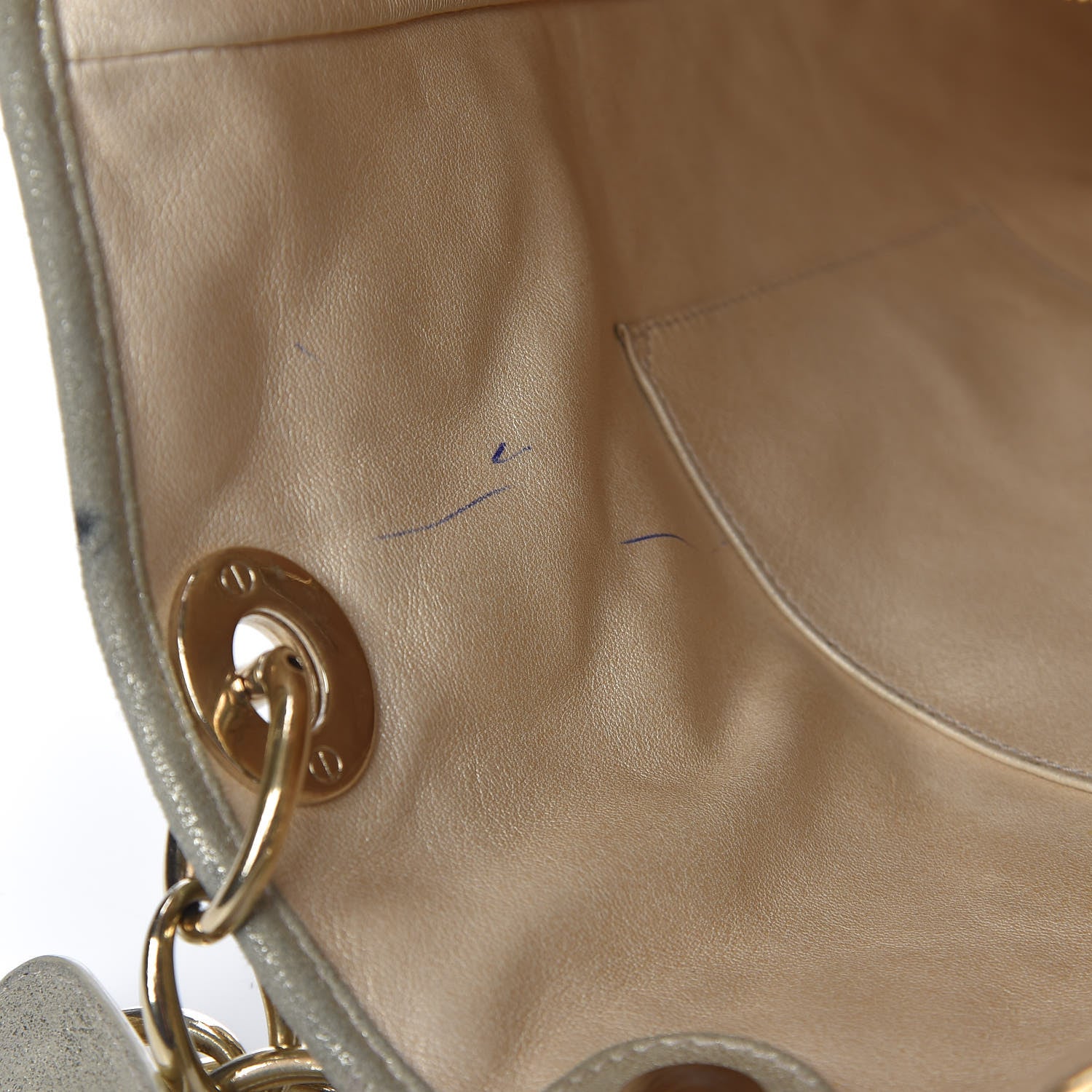 Christian Dior Metallic Lambskin Cannage Dior Soft Shopping Tote Gold 14 of 31