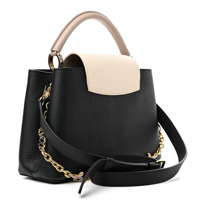 Louis Vuitton Taurillon Flower Chain Capucines MM Black Galet Gray Pearly Cream 2 of 11