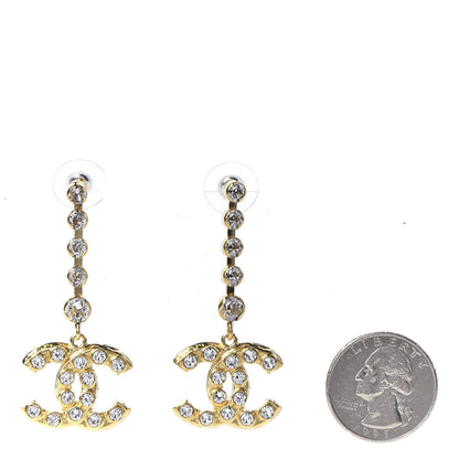 Chanel CC Crystal Drop Earrings Gold 2 of 5