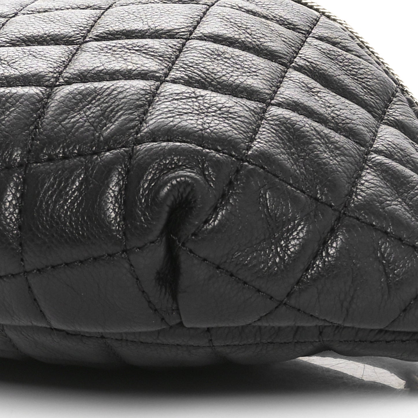 Calfskin Quilted Banane Waist Bag Fanny Pack Black