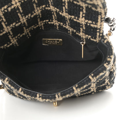 Chanel Tweed Quilted Medium Chanel 19 Flap Black Beige 5 of 11