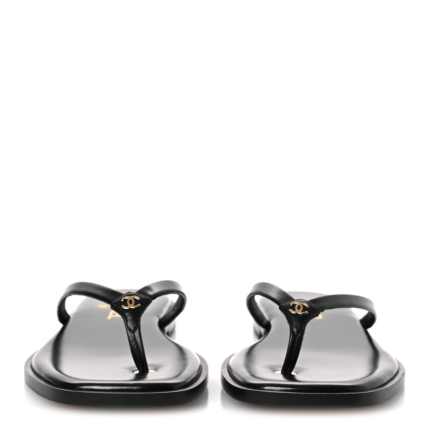 Goatskin CC Times Square Thong Sandals 38 Black