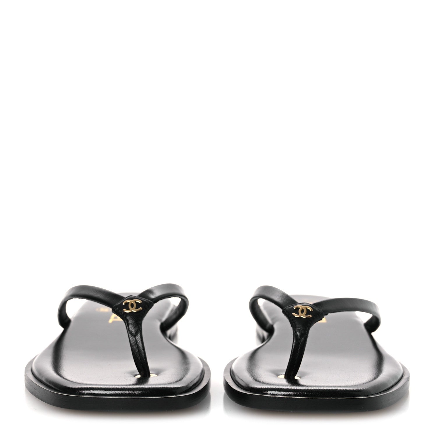 Chanel Goatskin CC Times Square Thong Sandals 38 Black 3 of 11