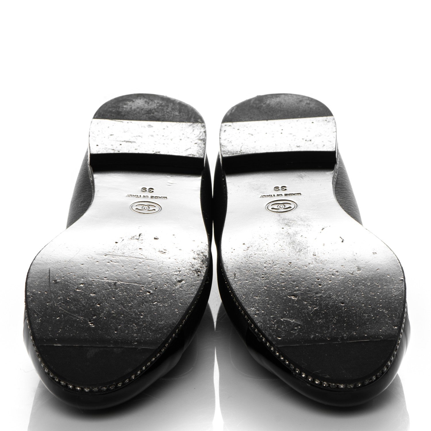 Chanel Patent Lambskin Crystal CC Cap Toe Ballerina Flats 39 Black 6 of 8