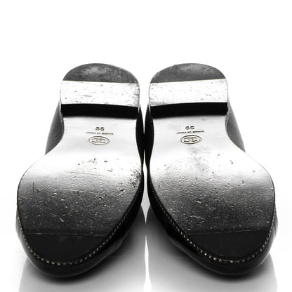 Chanel Patent Lambskin Crystal CC Cap Toe Ballerina Flats 39 Black 6 of 8