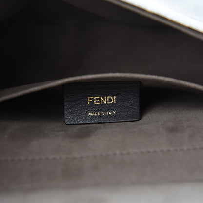 Fendi Vitello Grace Glazed Fabric FF 1974 Double F Shoulder Bag Alchemy Mogano Panna 6 of 6