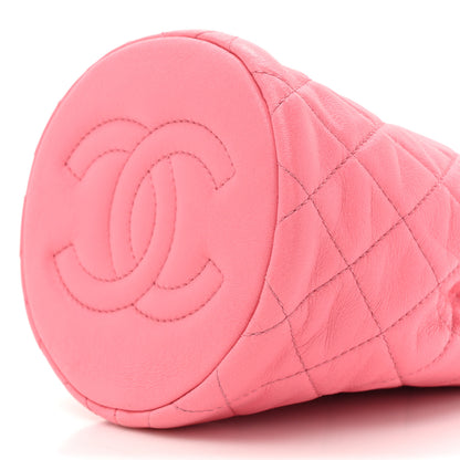 Chanel Lambskin Quilted Pearl Crush Drawstring Bag Pink 9 of 12