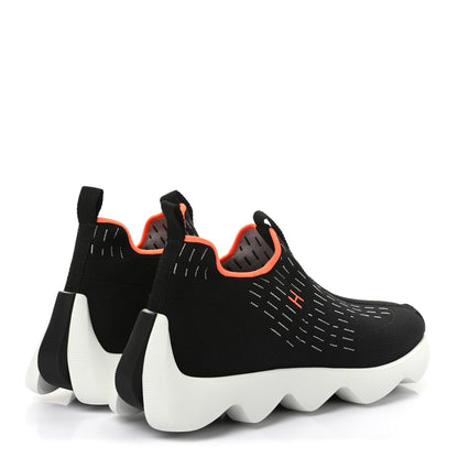 Hermes Technical Canvas Goatskin Womens Eclair Sneakers 38 Black 11 of 12