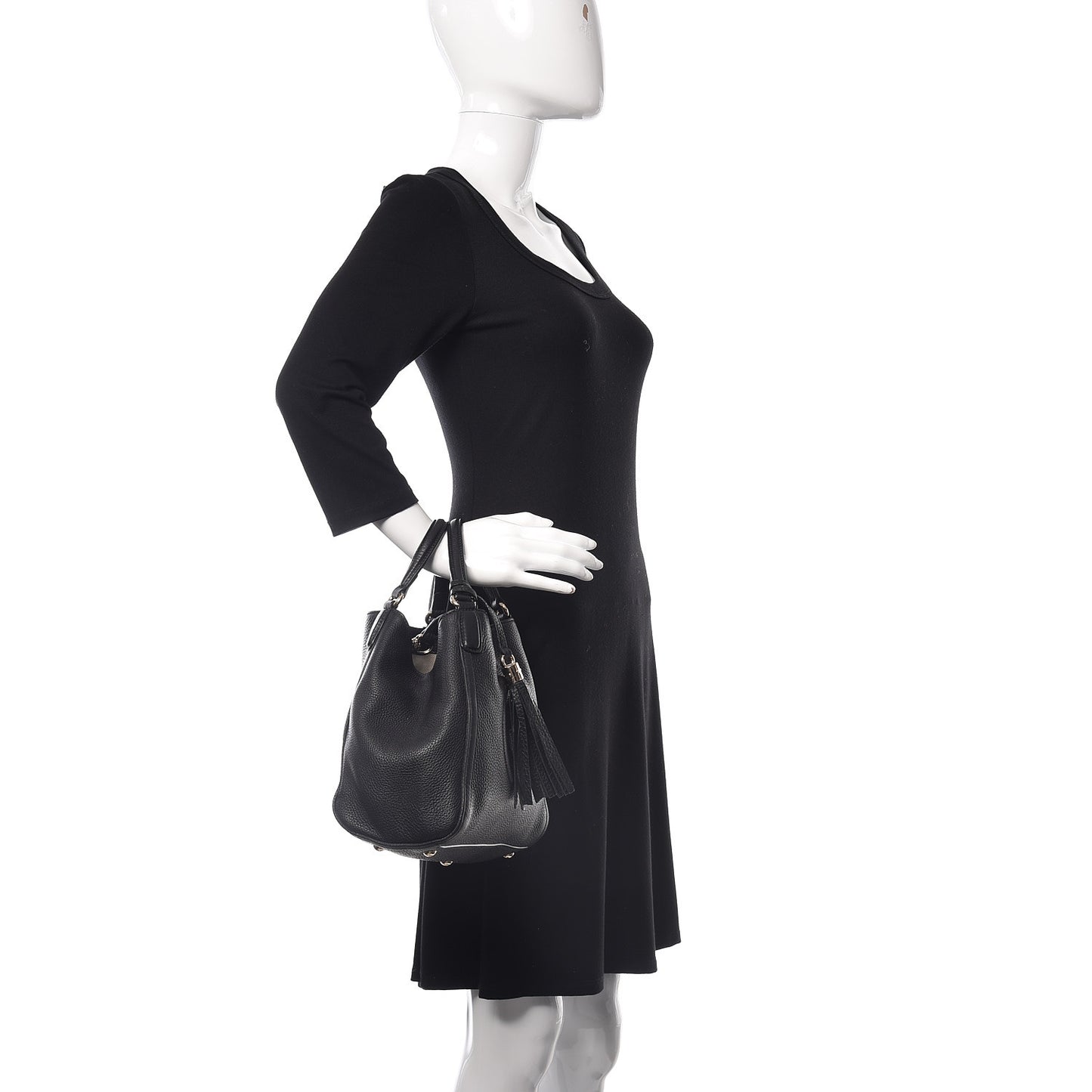 Pebbled Calfskin Small Soho Shoulder Bag Black
