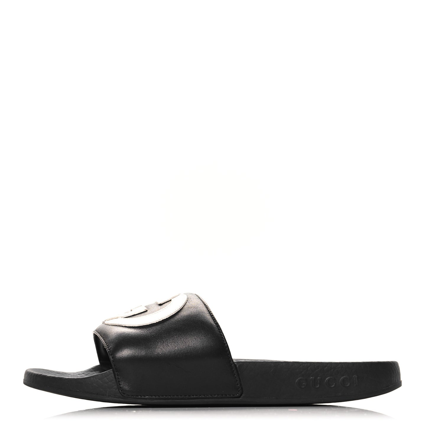 Nappa Miro Soft Calfskin Womens Interlocking G Slide Sandals 37 Black White