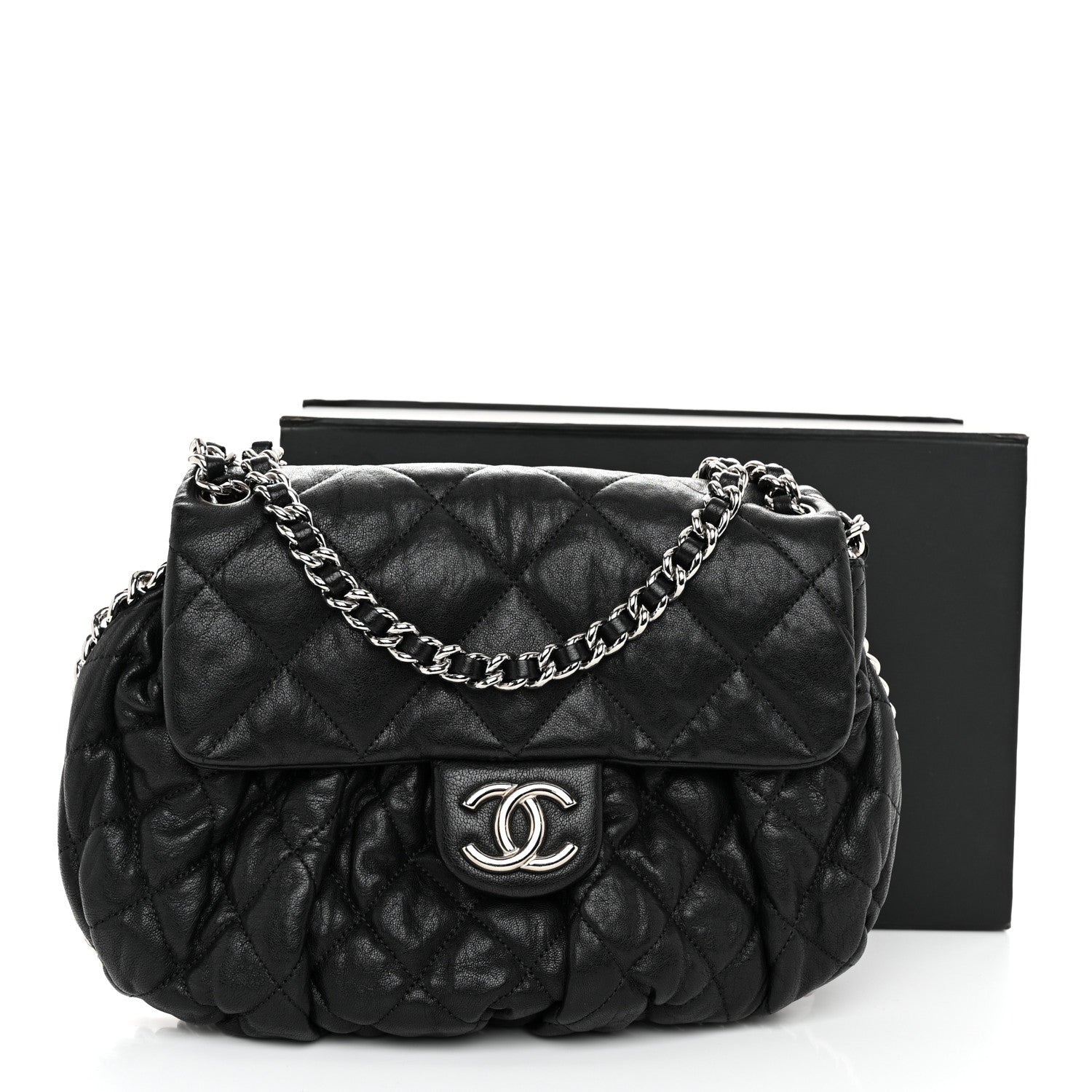 Chanel Washed Lambskin Quilted Medium Chain Around Flap Black 11 of 11