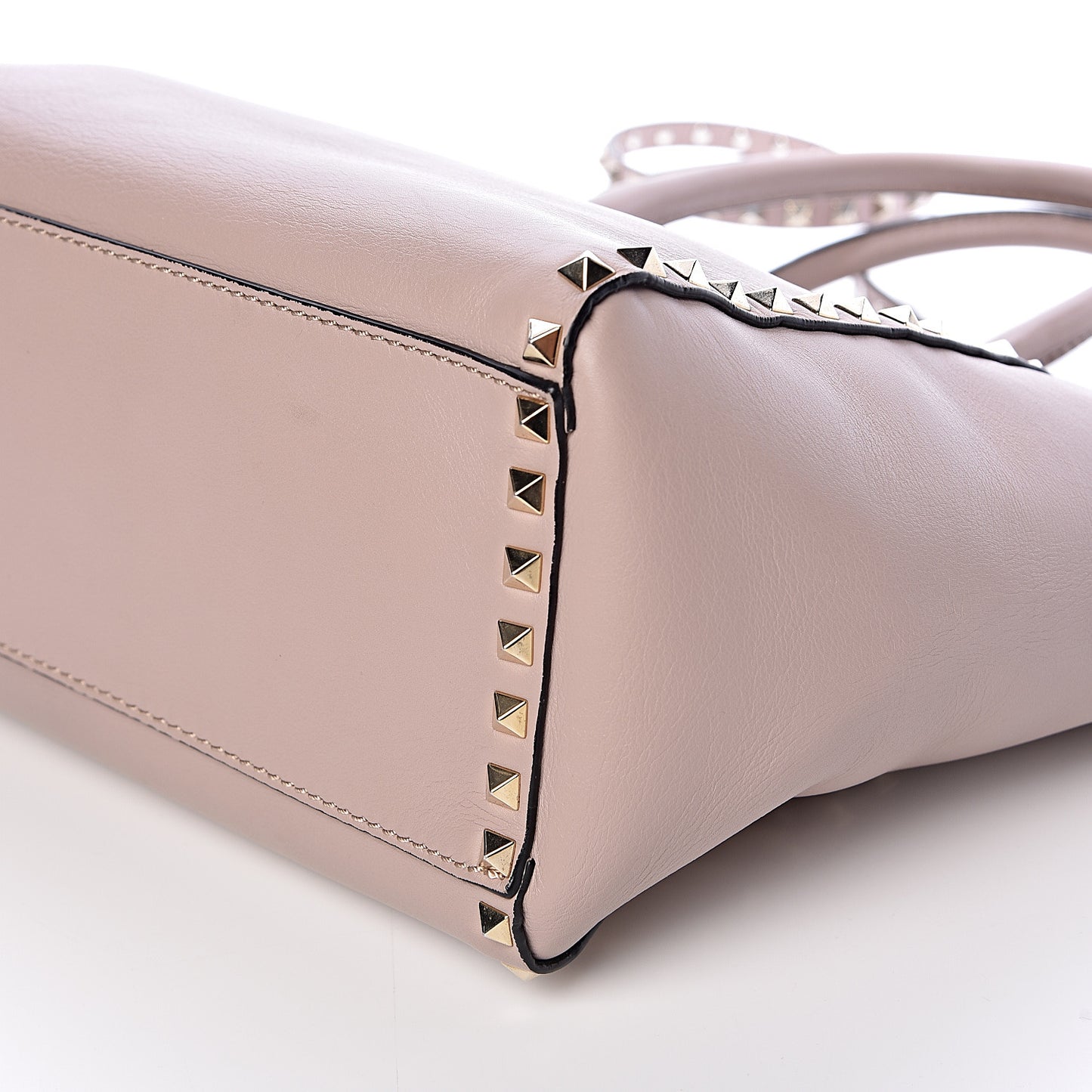 Vitello Rockstud Double Handle Tote Poudre