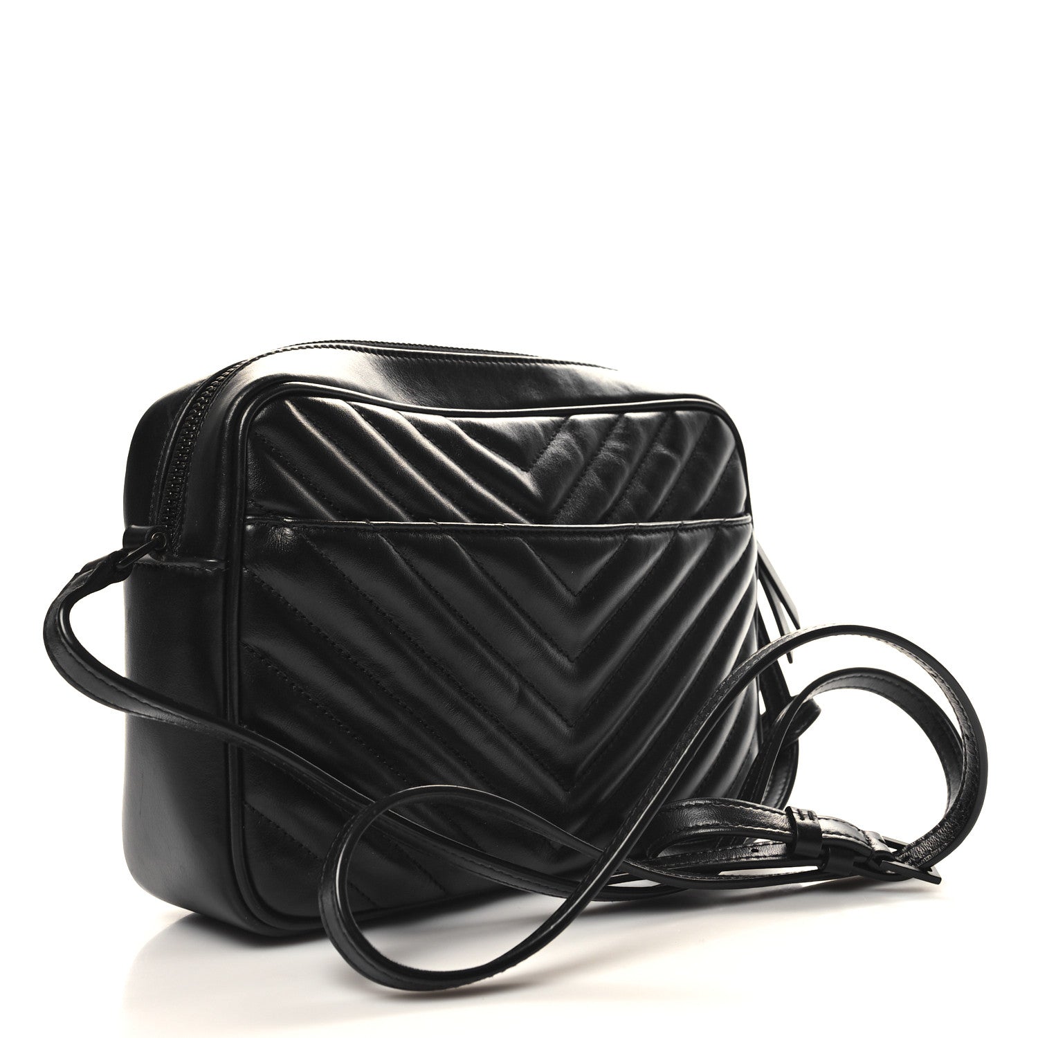 Saint Laurent Calfskin Matelasse Monogram Monochrome Lou Camera Bag Black 3 of 12