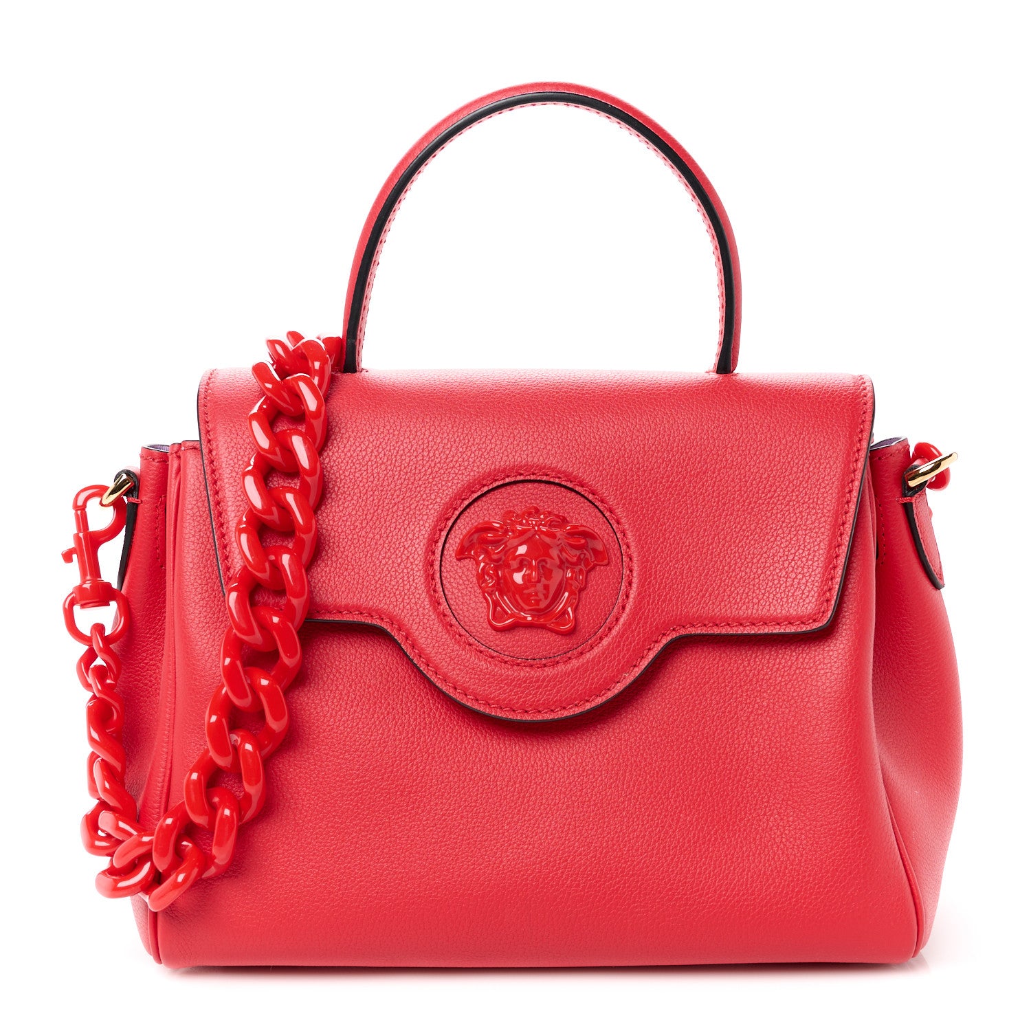Versace Calfskin Medium La Medusa Top Handle Handbag Red 1 of 11