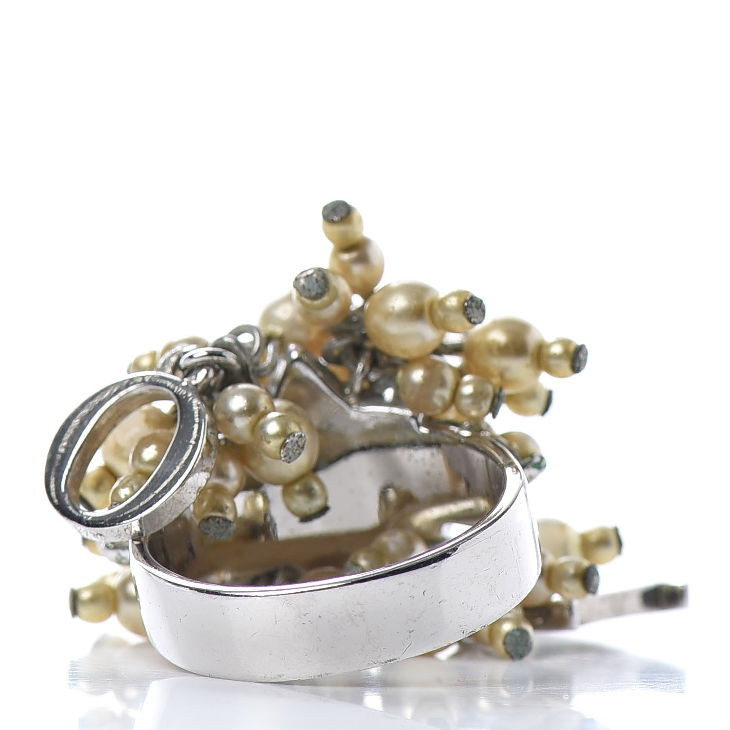 Christian Dior Pearl Star Logo Ring 7 Silver 4 of 5