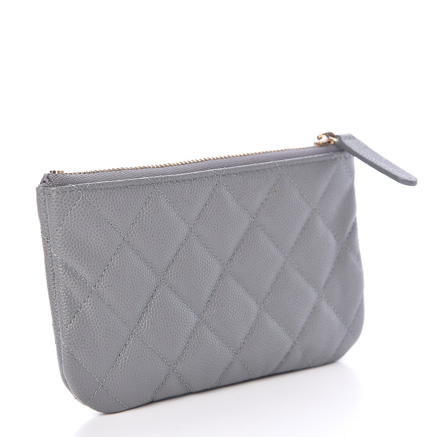 Caviar Quilted Small Cosmetic Case Grey
