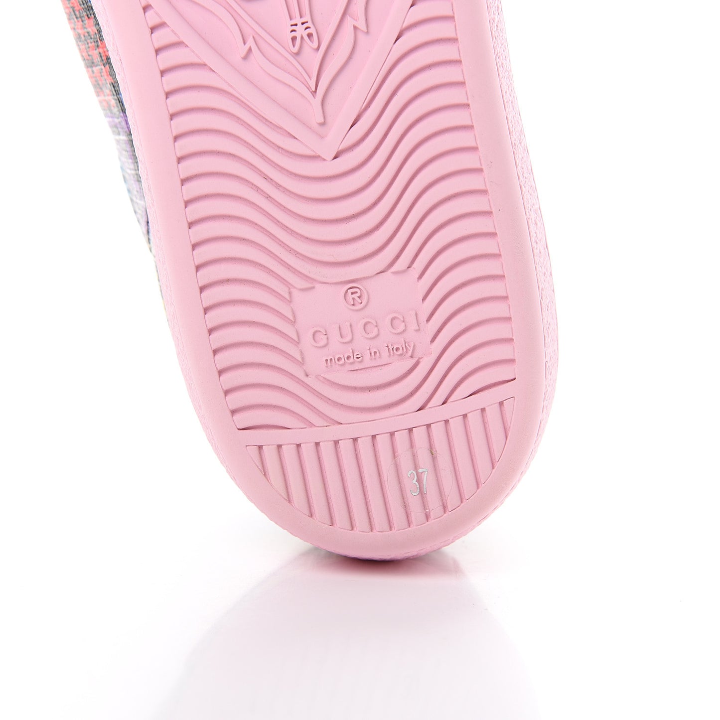 GG Supreme Monogram Psychedelic Womens Ace Sneakers 37 Black Multicolor Sugar Pink