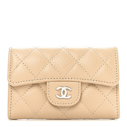 Chanel Caviar Quilted Flap Card Holder Wallet Beige 1 of 9