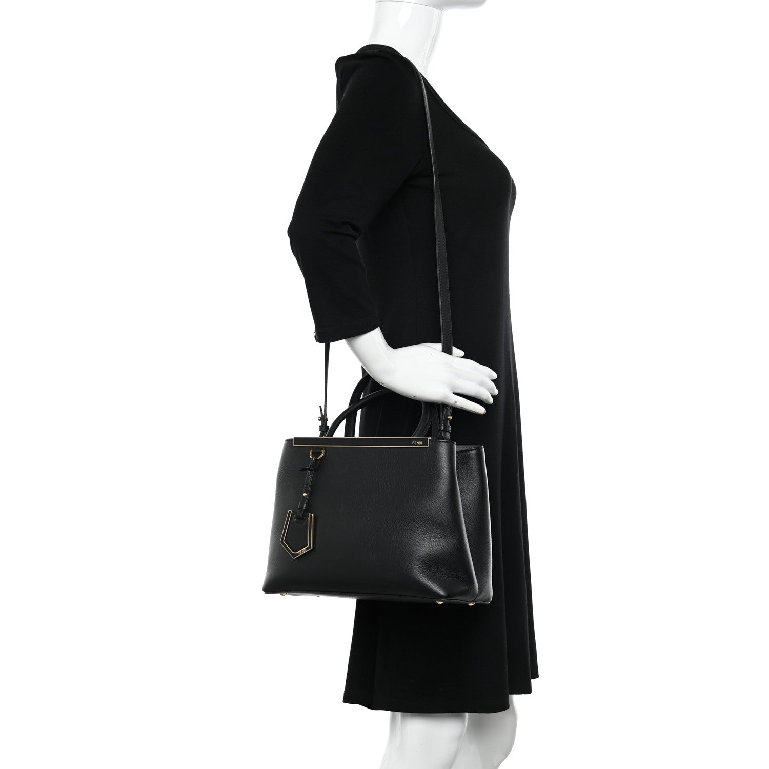 Fendi Vitello Elite Petite 2Jours Tote Black 2 of 11