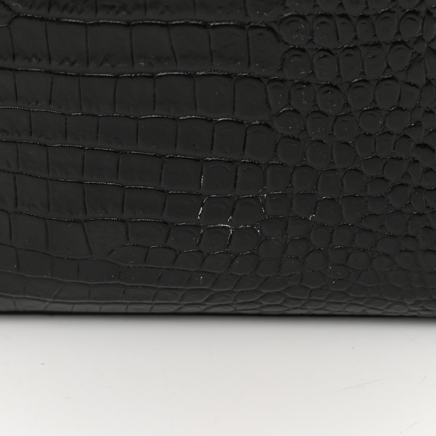 Calfskin Crocodile Embossed Monogram Large Satchel Black