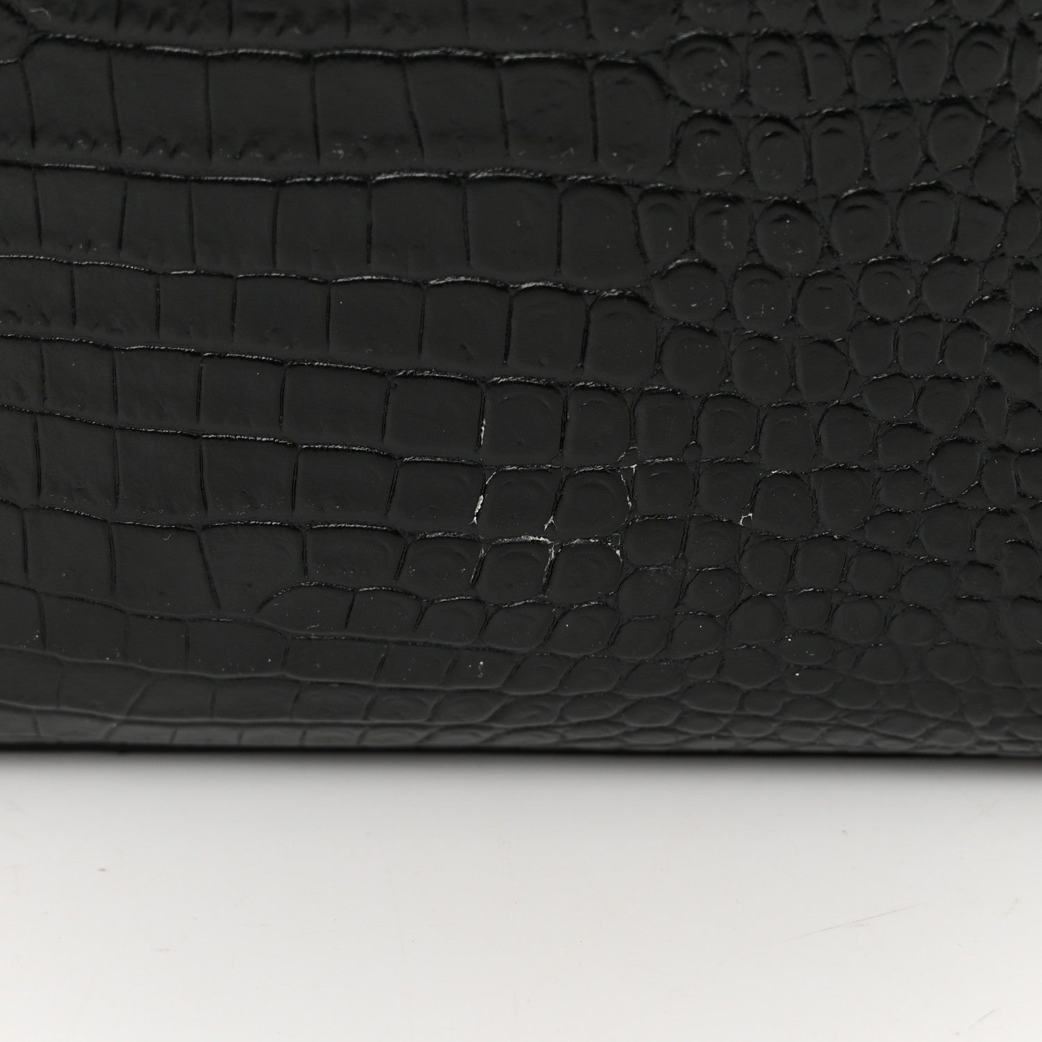 Saint Laurent Calfskin Crocodile Embossed Monogram Large Satchel Black 14 of 16