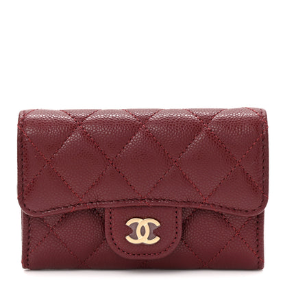 Chanel Caviar Quilted Flap Card Holder Wallet Burgundy 1 of 9
