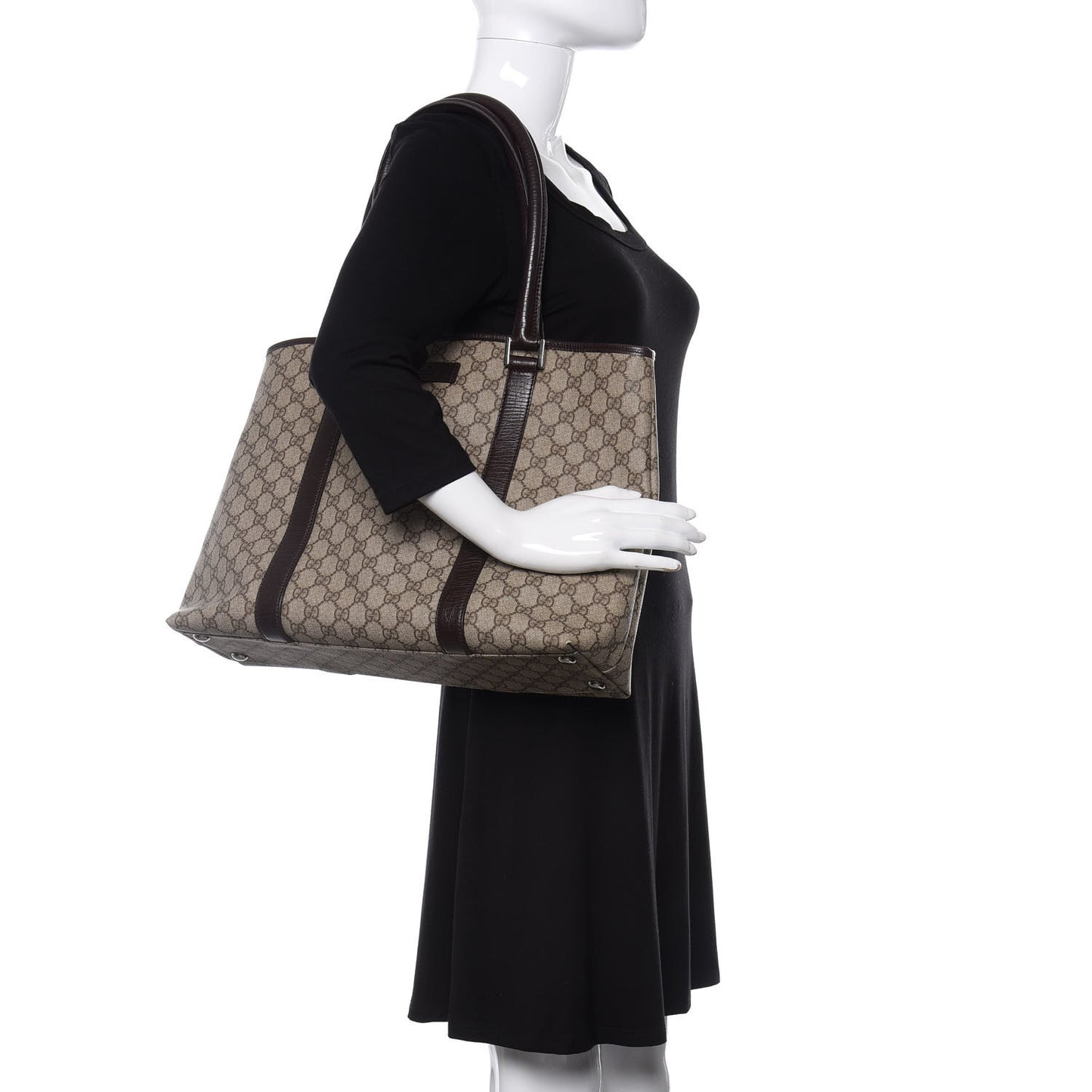 GG Plus Monogram Medium Joy Tote Dark Brown