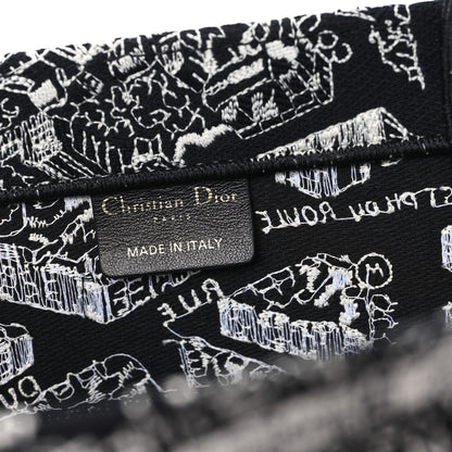 Christian Dior Canvas Embroidered Medium Plan De Paris Book Tote Black White 6 of 10