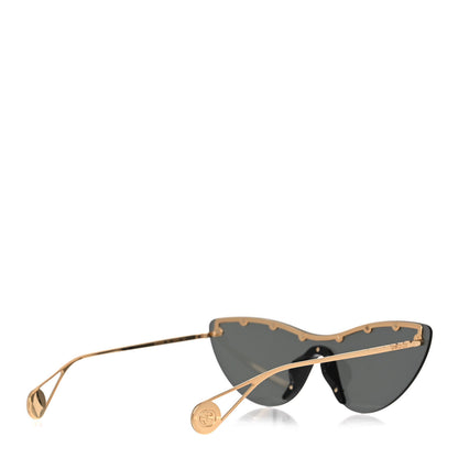 Gucci Metal Rimless Star Studded 90mm Cat Eye GG0666S Sunglasses Black Gold 4 of 7