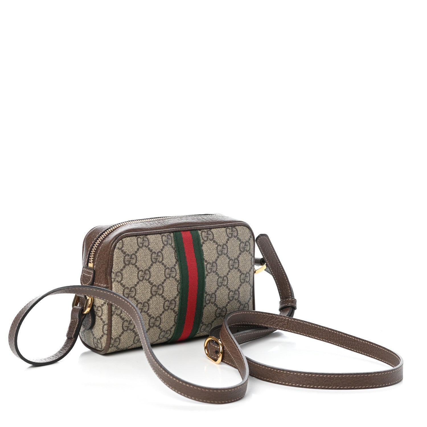 Gucci GG Supreme Monogram Web Mini Ophidia Shoulder Bag Brown 3 of 9