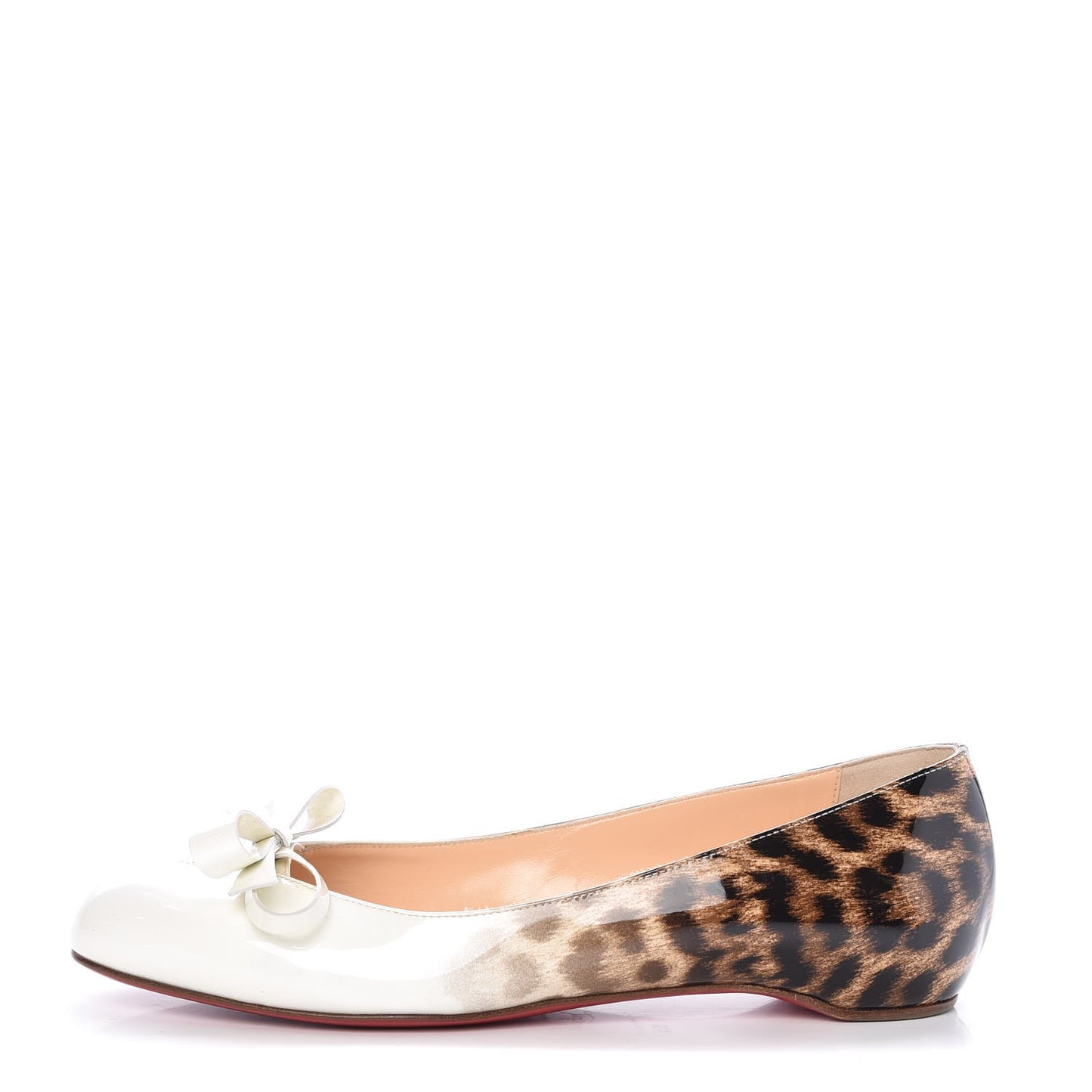 Patent Specchio PVC Leopard Print A6 Flats 35.5 Gold