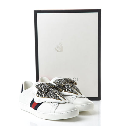 Gucci Calfskin Ayers Web Womens Ace Bow Lace Sneakers 36 White 11 of 11