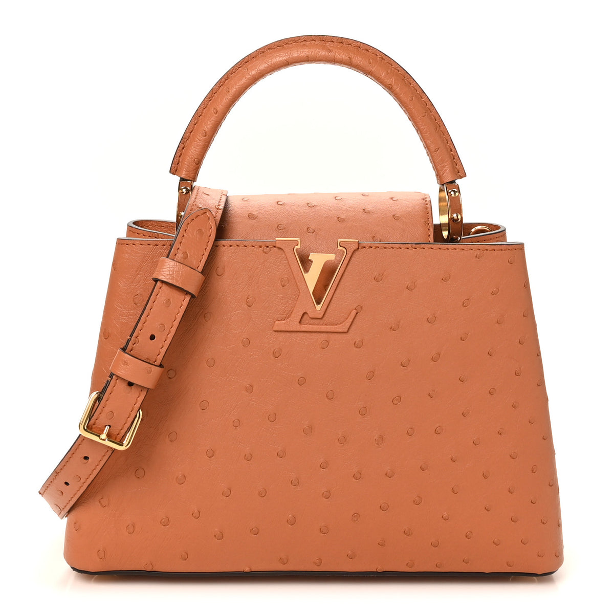 Ostrich Capucines BB Cognac