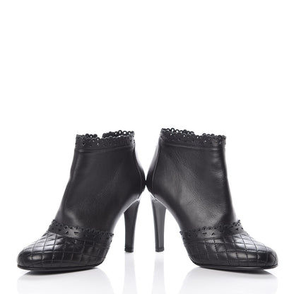 Chanel Lambskin Quilted Perforated Lace Short Booties 38 Black 6 of 10
